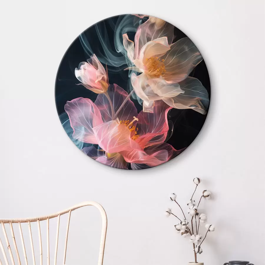 Wandbilder Zarte, luftige Blumen, umgeben von Rauch r40967