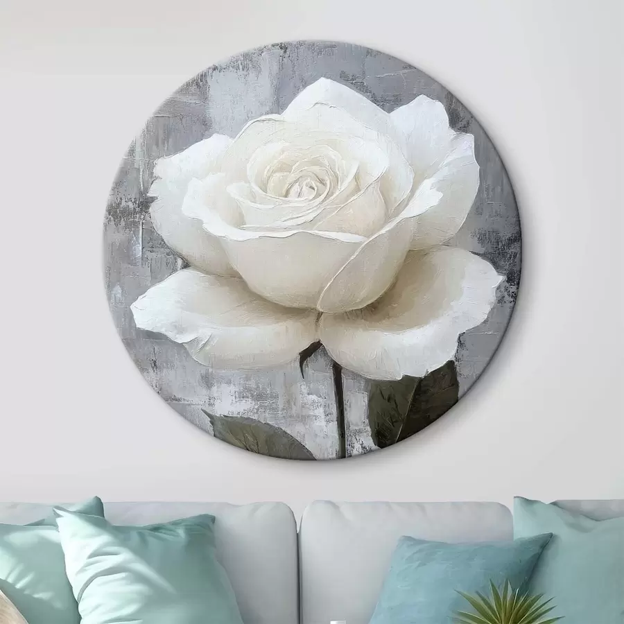 Wandbilder Weiße Rose Hand auf Beton Hintergrund gezeichnet r42185