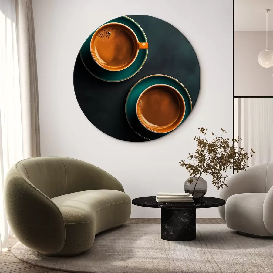 Wandbilder Zwei Tassen Kaffee auf dunklem Hintergrund r42190