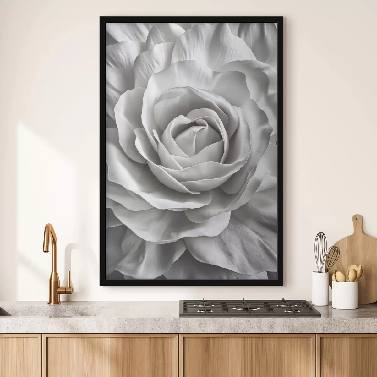 Poster Große schwarze und weiße Rose f42186