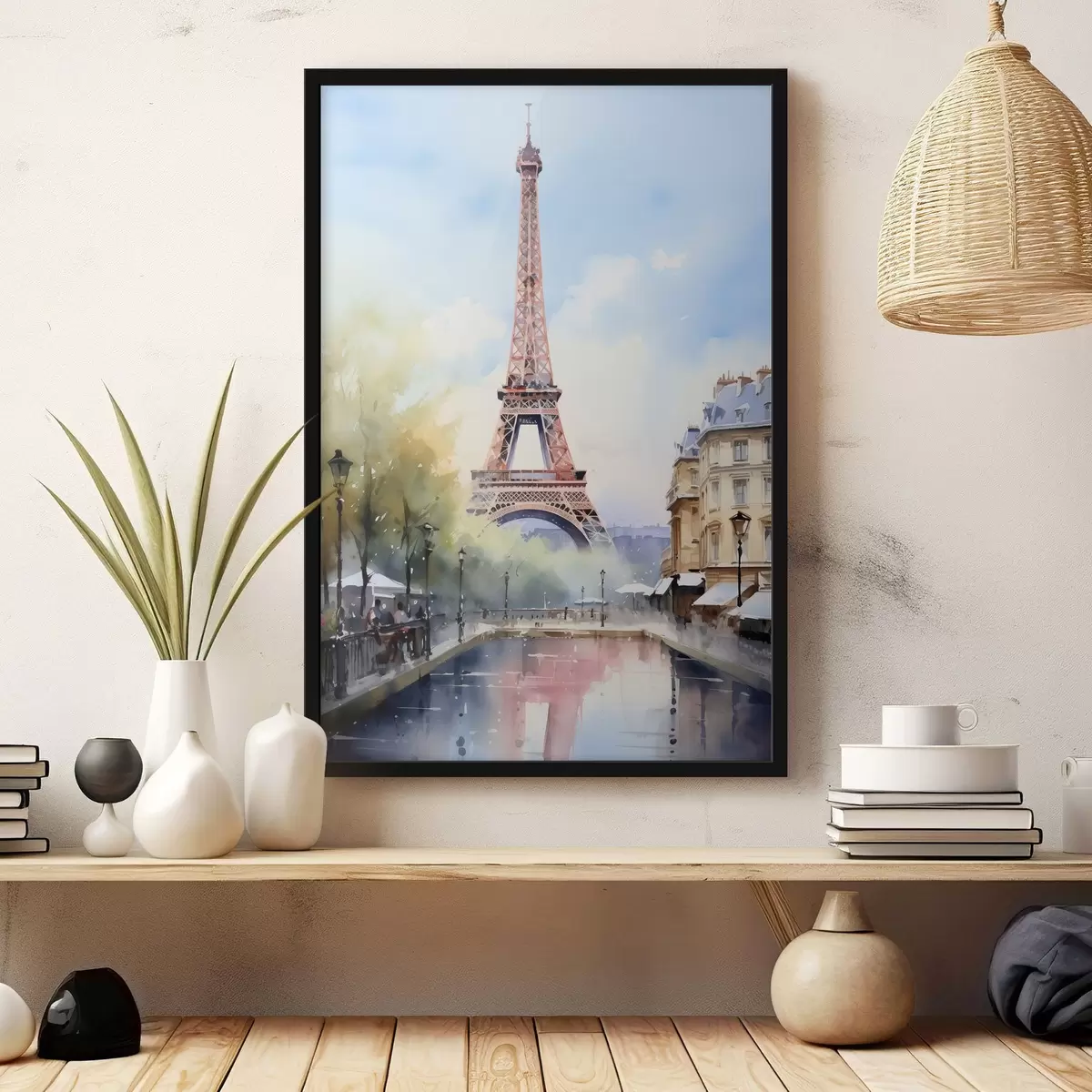 Poster Ansicht von Paris im Aquarellstil f42192