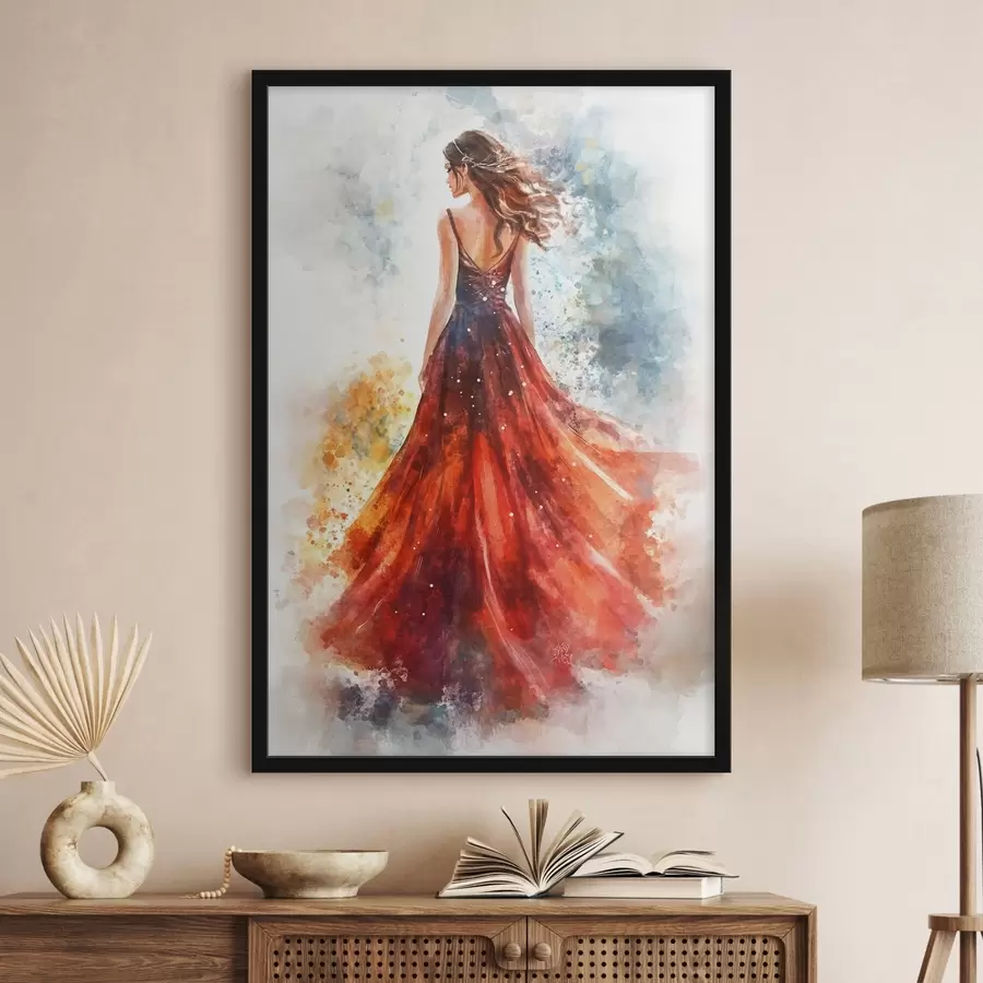 Fototapete Mädchen in einem roten Kleid f42193