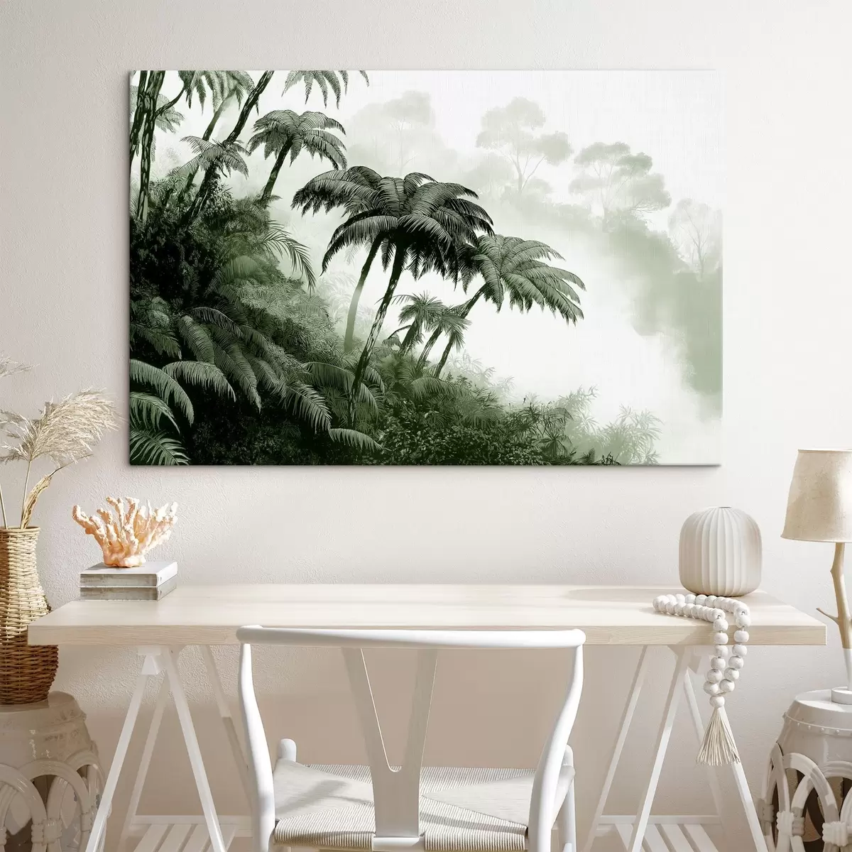 Wandbilder Dschungelwald im Nebel, Palmen, Natur, grüne Farben s42372v1