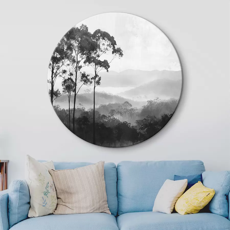 Wandbilder Mystischer Wald in den Grautönen, Naturlandschaft, Bäume r42373