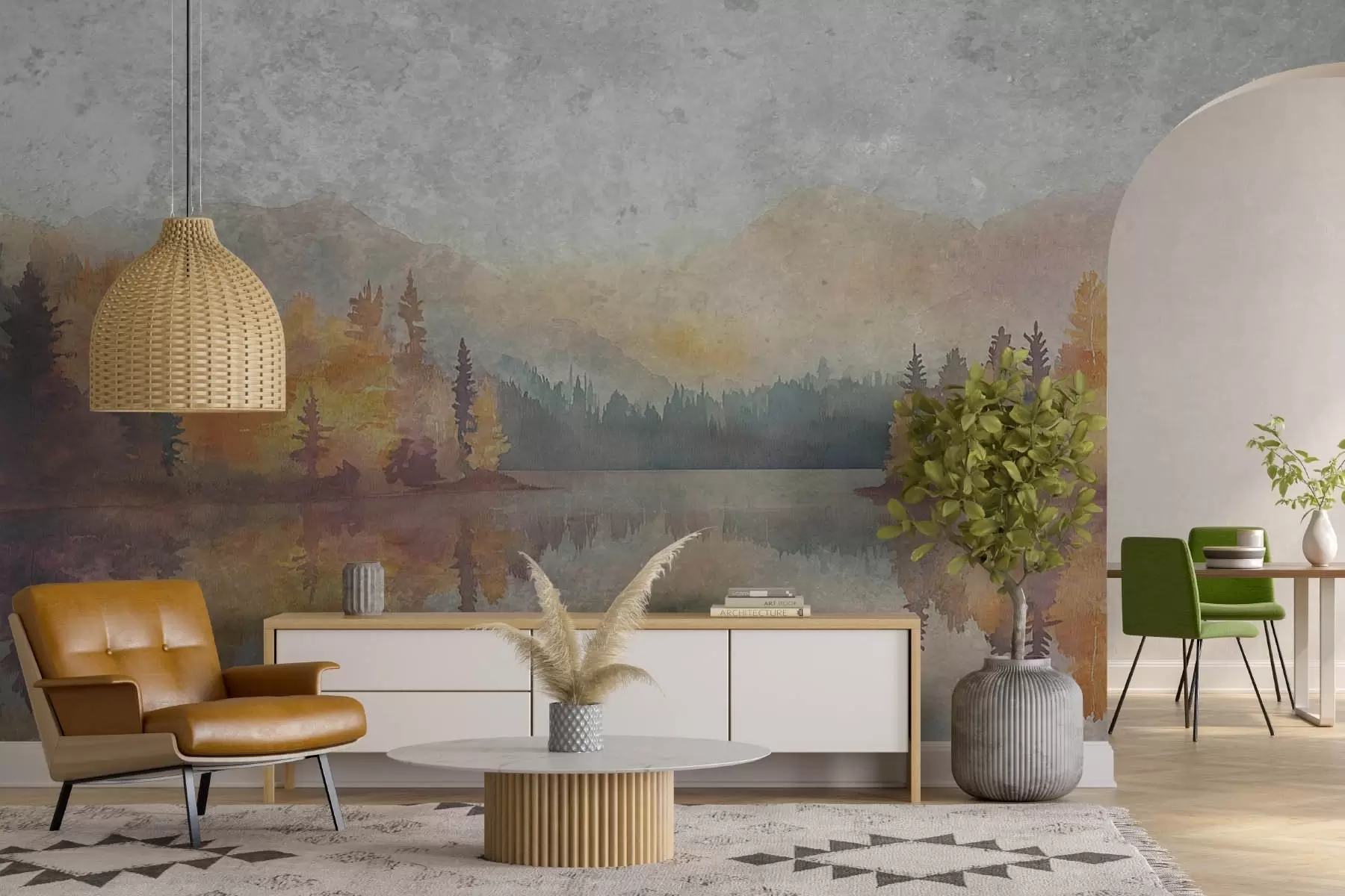 Fototapete Aquarell Wald w08621