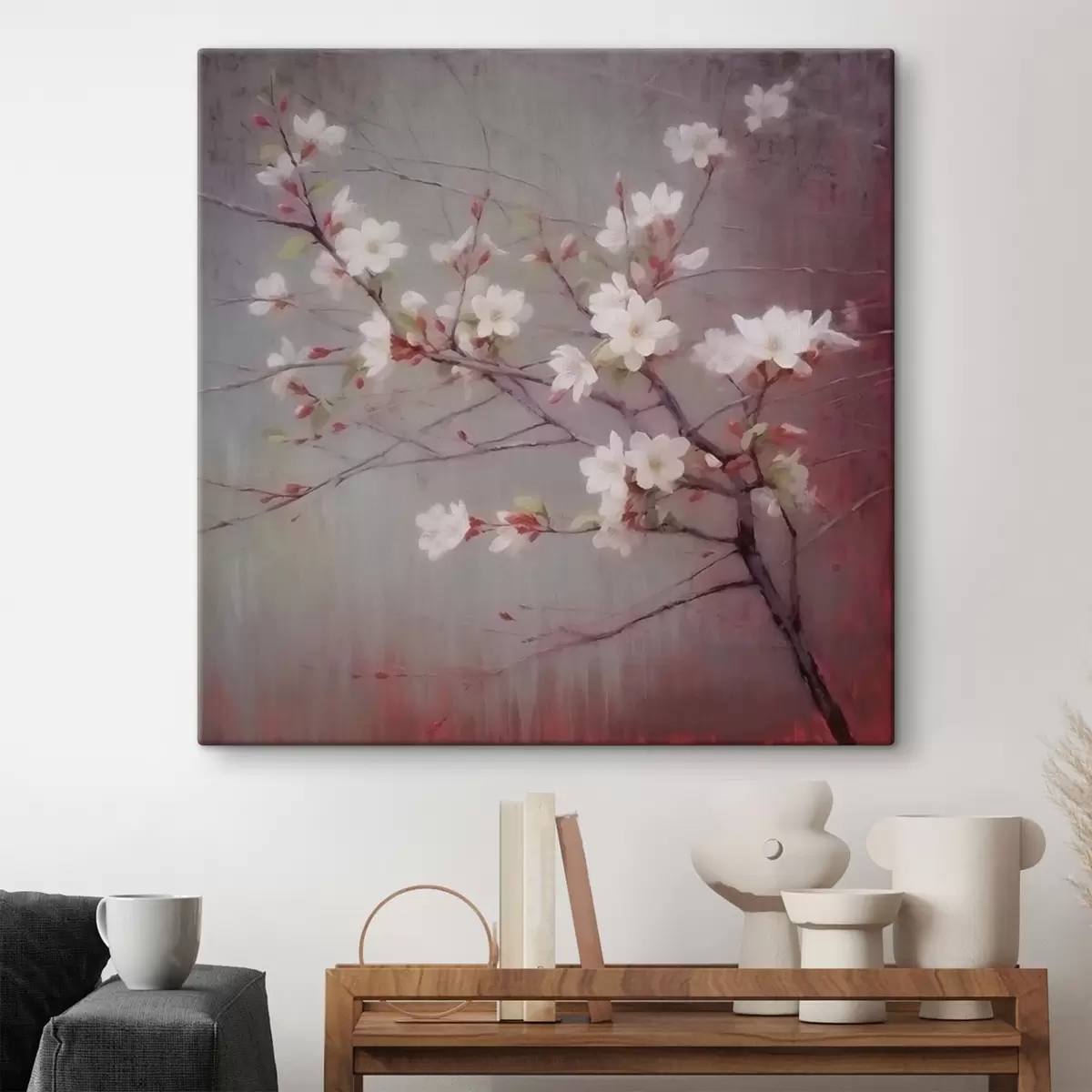 Wandbilder Ein Zweig mit weißen Blüten s42339