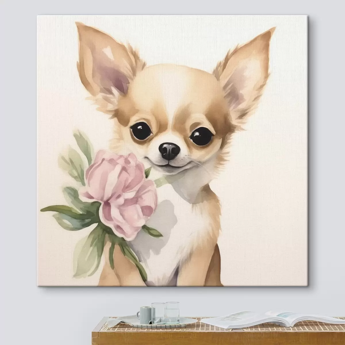 Wandbilder Chihuahua und Blume s42341