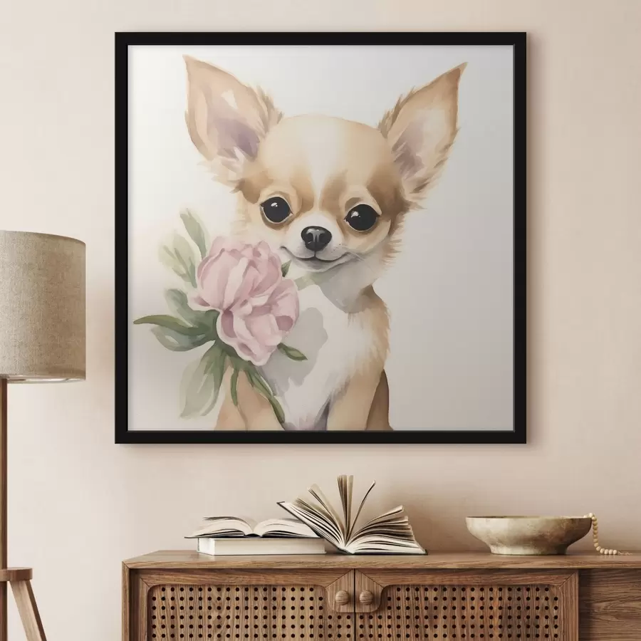 Fototapete Chihuahua und Blume f42341