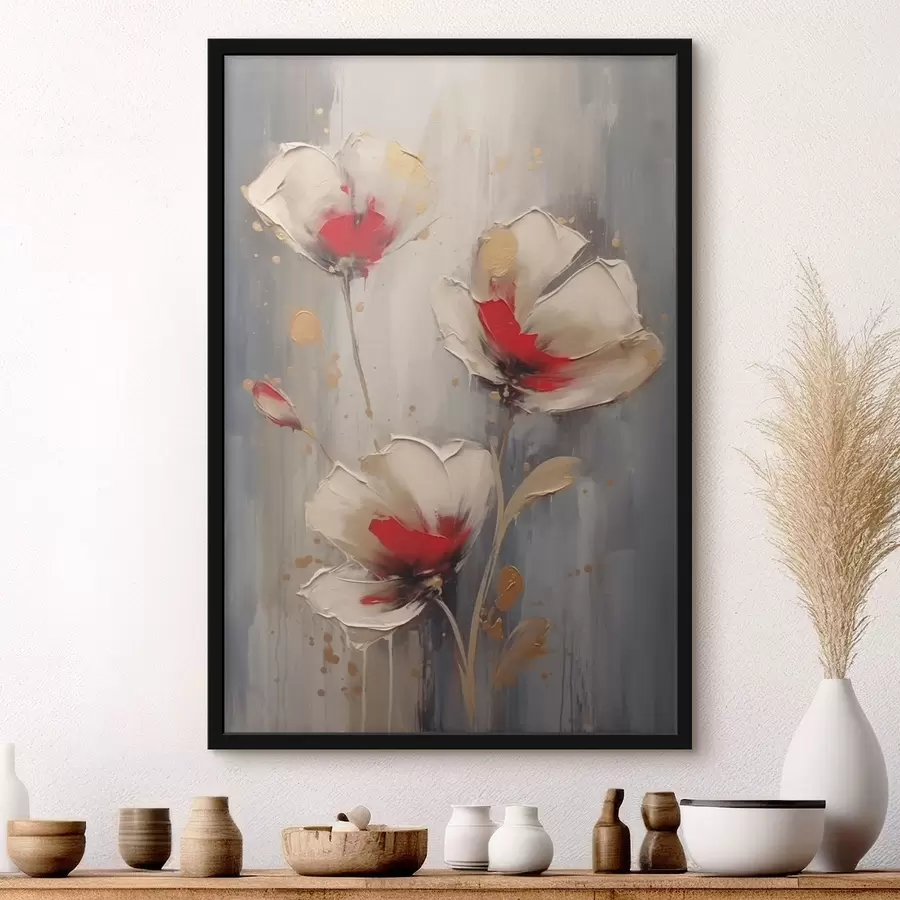 Fototapete Weiße und rote Blumen f42345