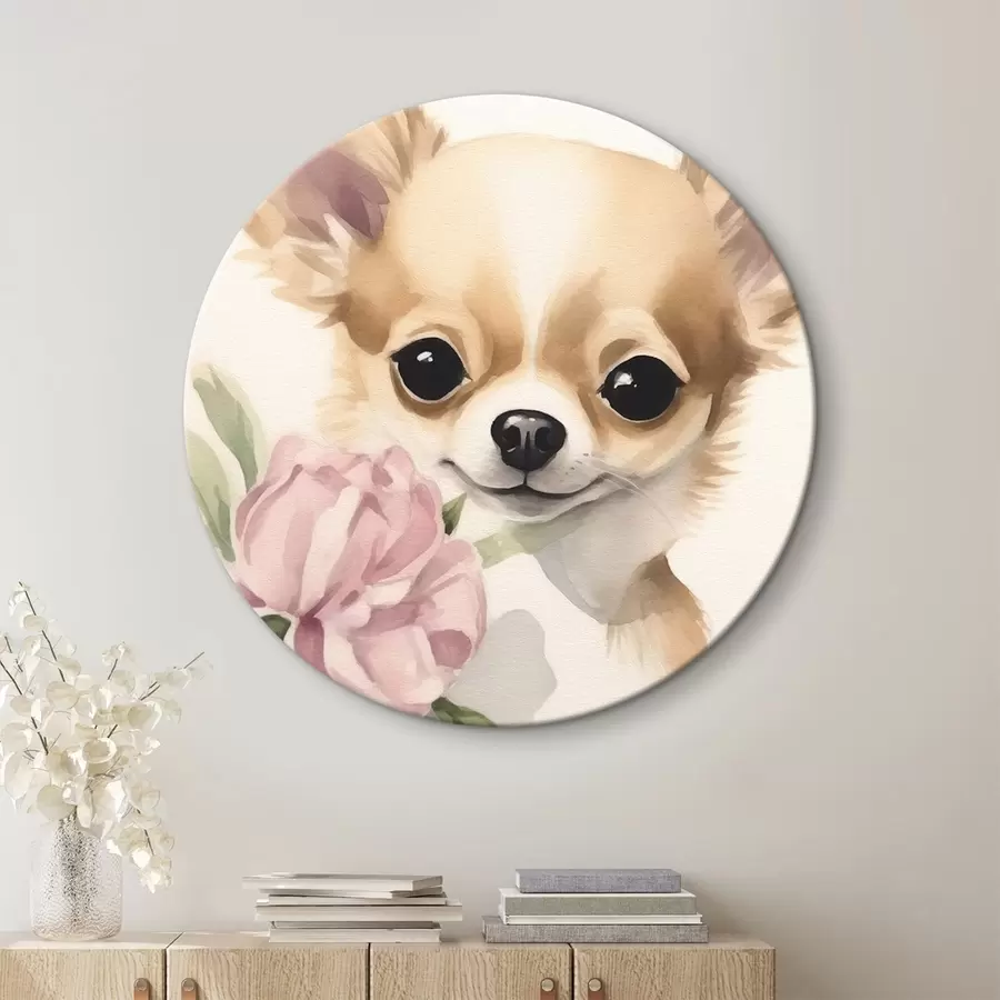 Wandbilder Chihuahua und Blume r42341
