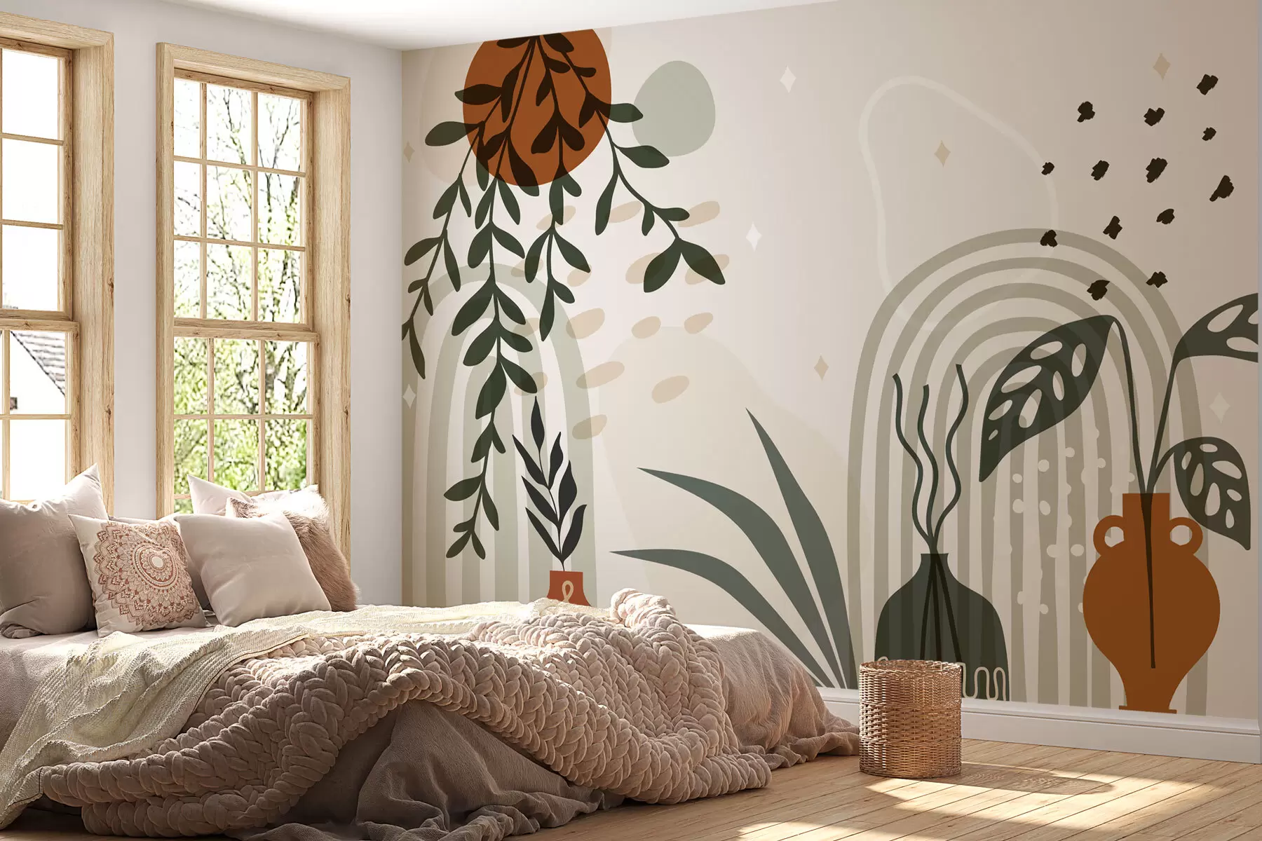 Fototapete Bögen und Blumen im Boho-Stil w02752