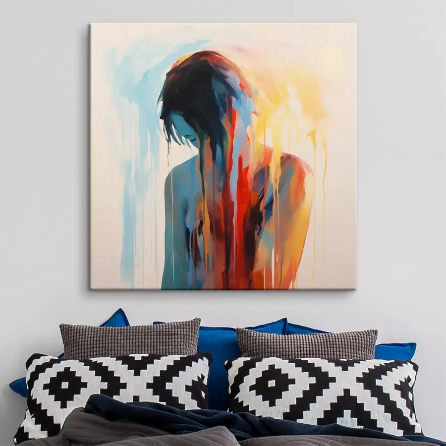 Wandbilder Silhouette eines Mädchens mit Farben s42382