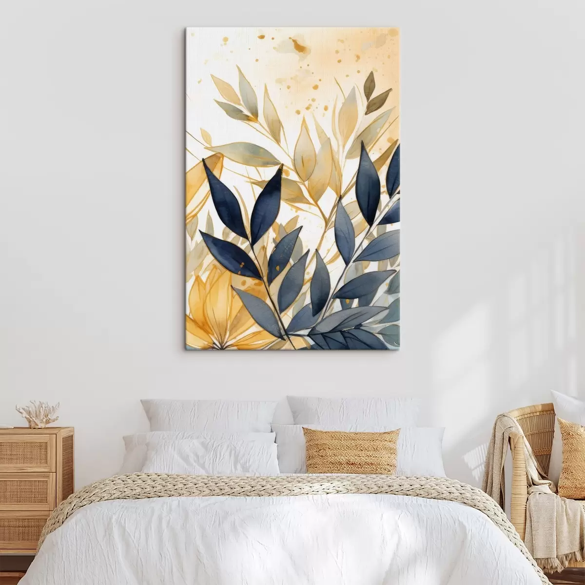 Wandbilder Helle und dunkle Zweige auf einem Aquarellhintergrund s42394