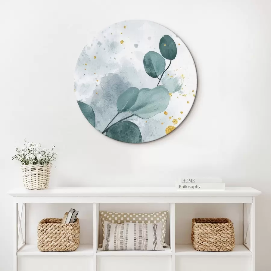 Wandbilder Eukalyptuszweig auf einem zarten Aquarellhintergrund r42389