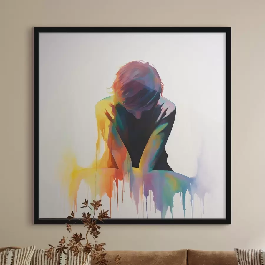 Fototapete Silhouette eines Mannes mit Farben f42381