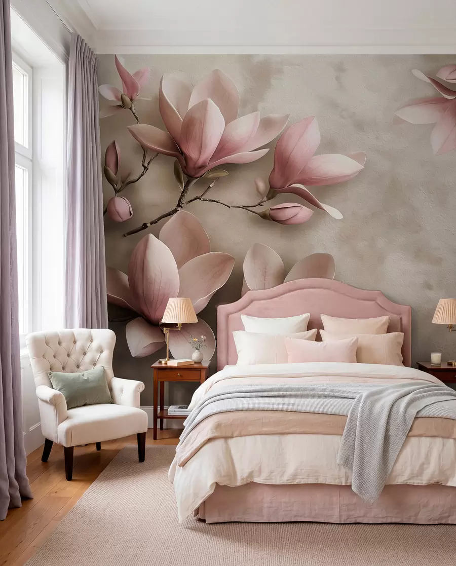 Fototapete Magnolie auf Graubraun w08636v2