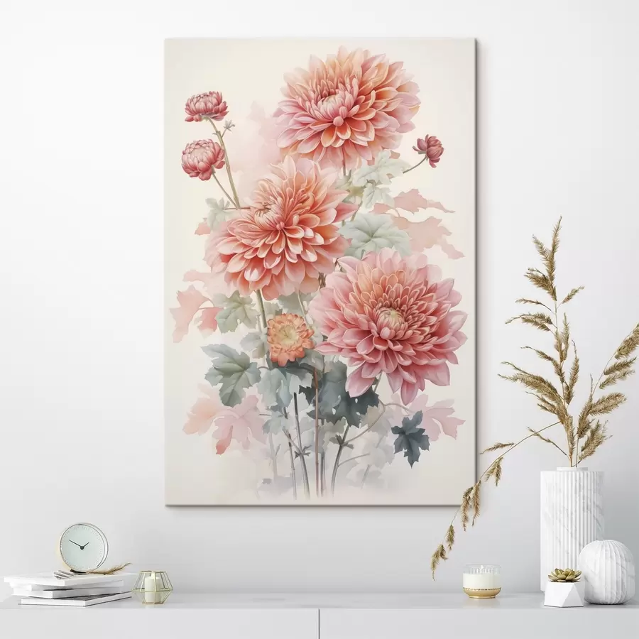 Wandbilder Chrysanthemen Nachahmung von Aquarell s42416