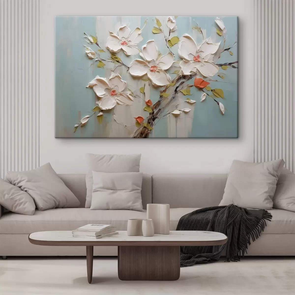 Wandbilder Weiße Blumen Nachahmung Farbe Striche s42417