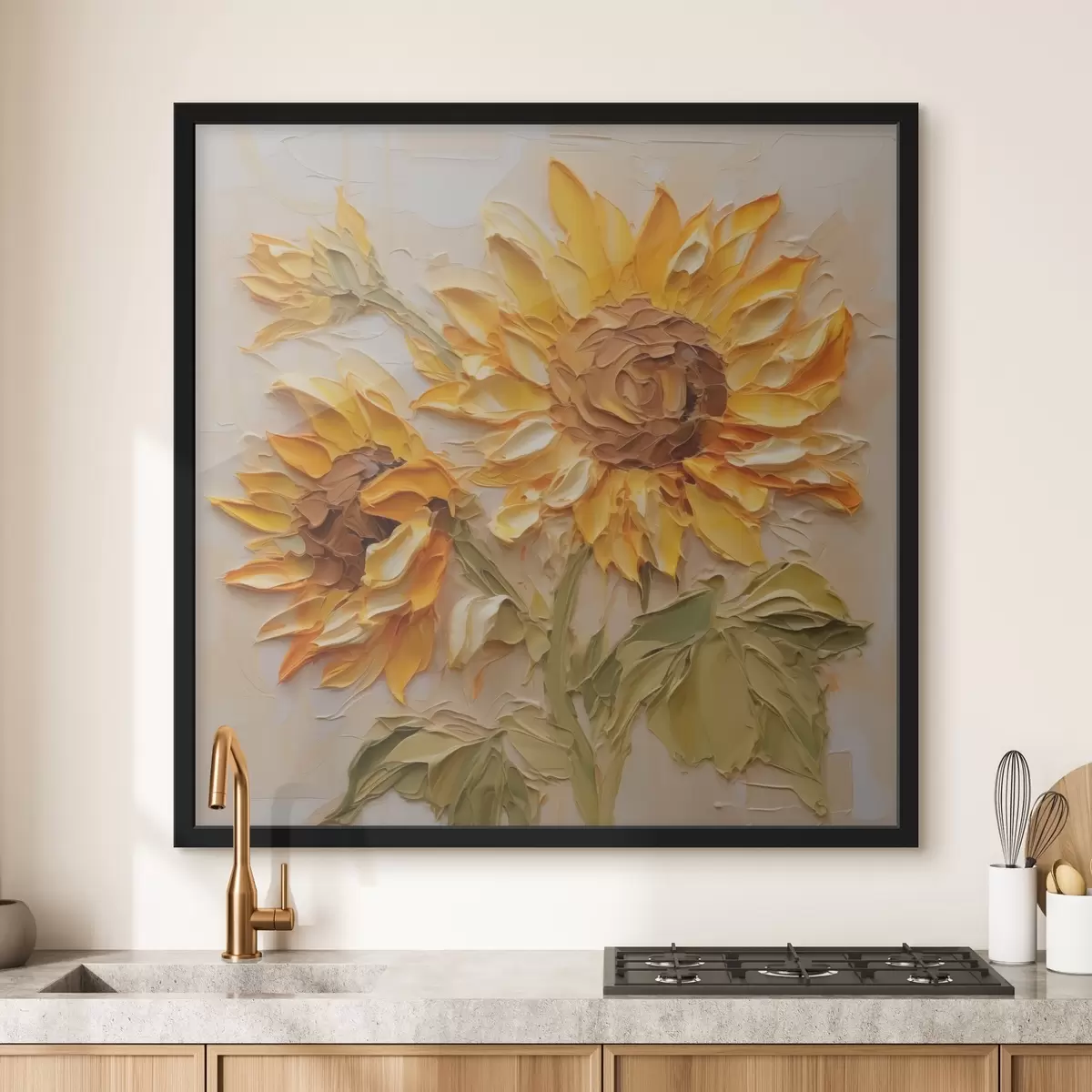 Poster Sonnenblumen Nachahmung von Pinselstrichen f42411