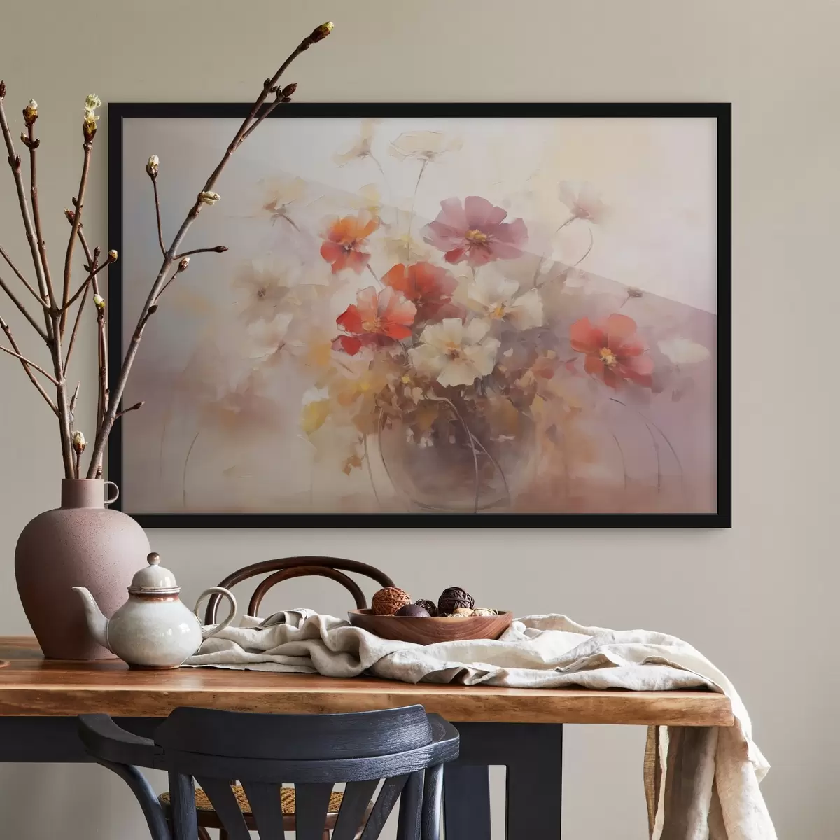 Poster Blumen in einer Vase Nachahmung der Malerei f42413