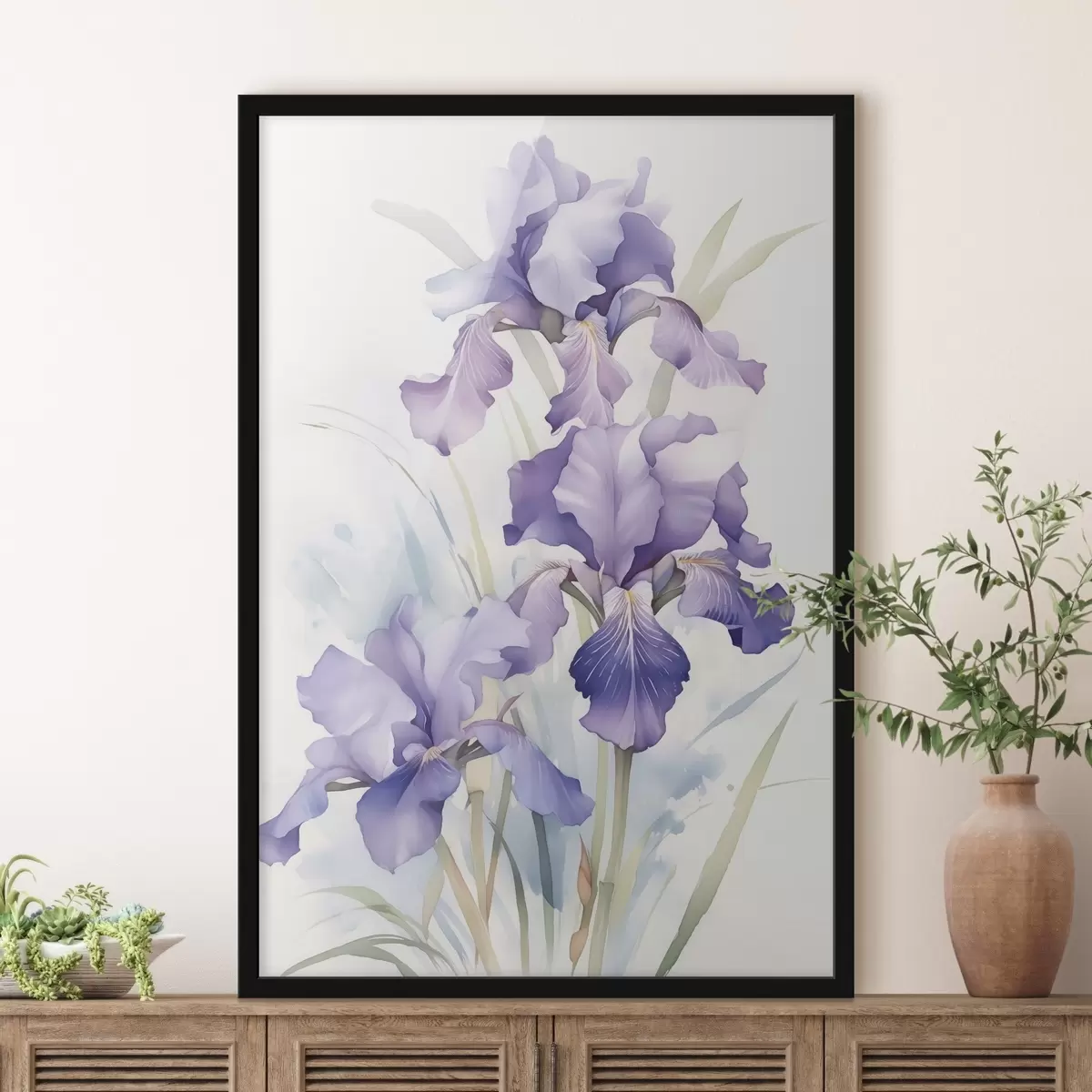 Poster Schwertlilien Nachahmung von Aquarell f42414