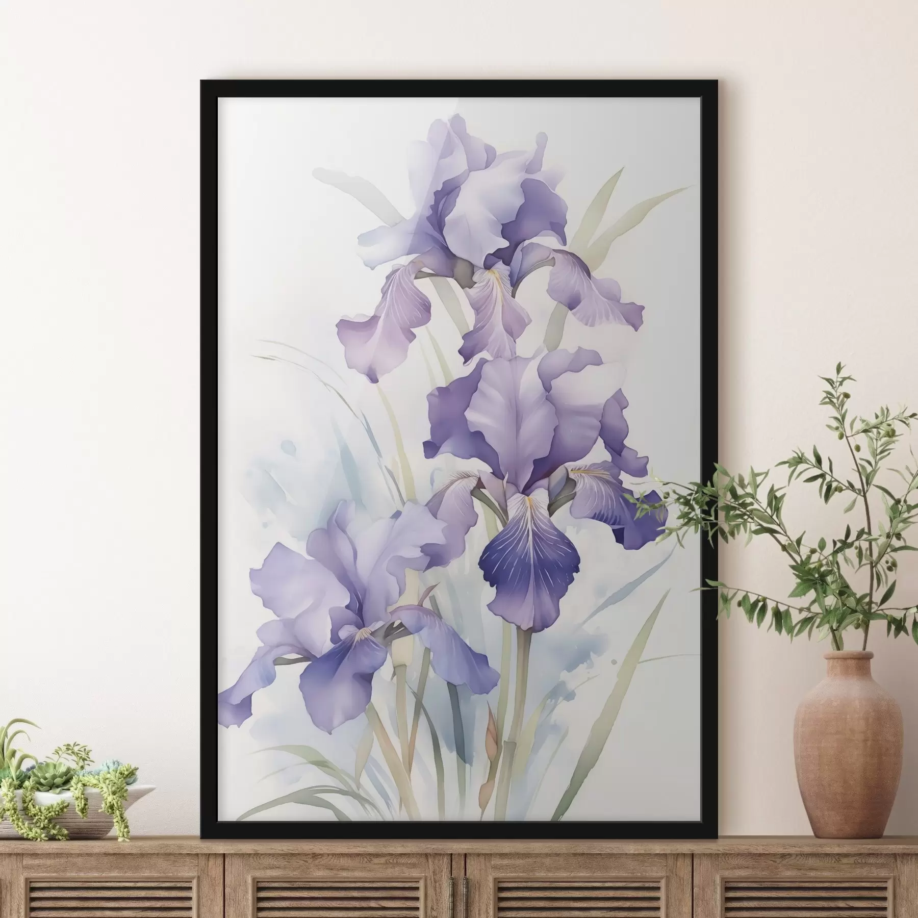 Fototapete Schwertlilien Nachahmung von Aquarell f42414