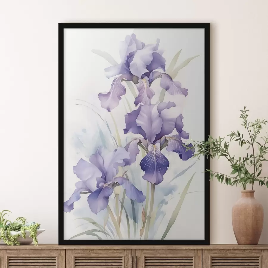 Fototapete Schwertlilien Nachahmung von Aquarell f42414