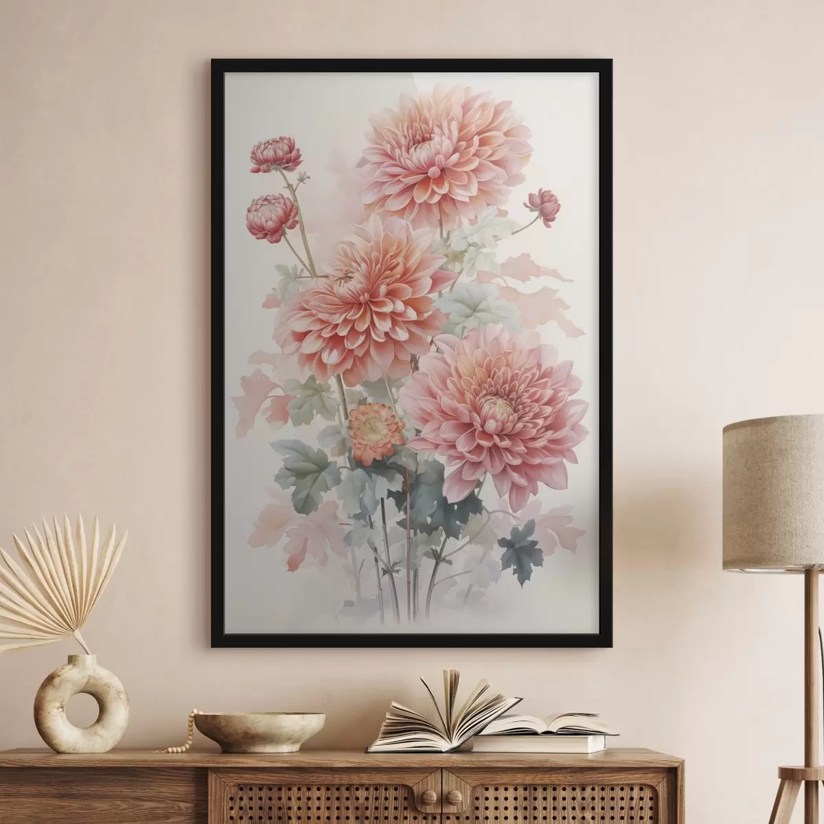 Poster Chrysanthemen Nachahmung von Aquarell f42416