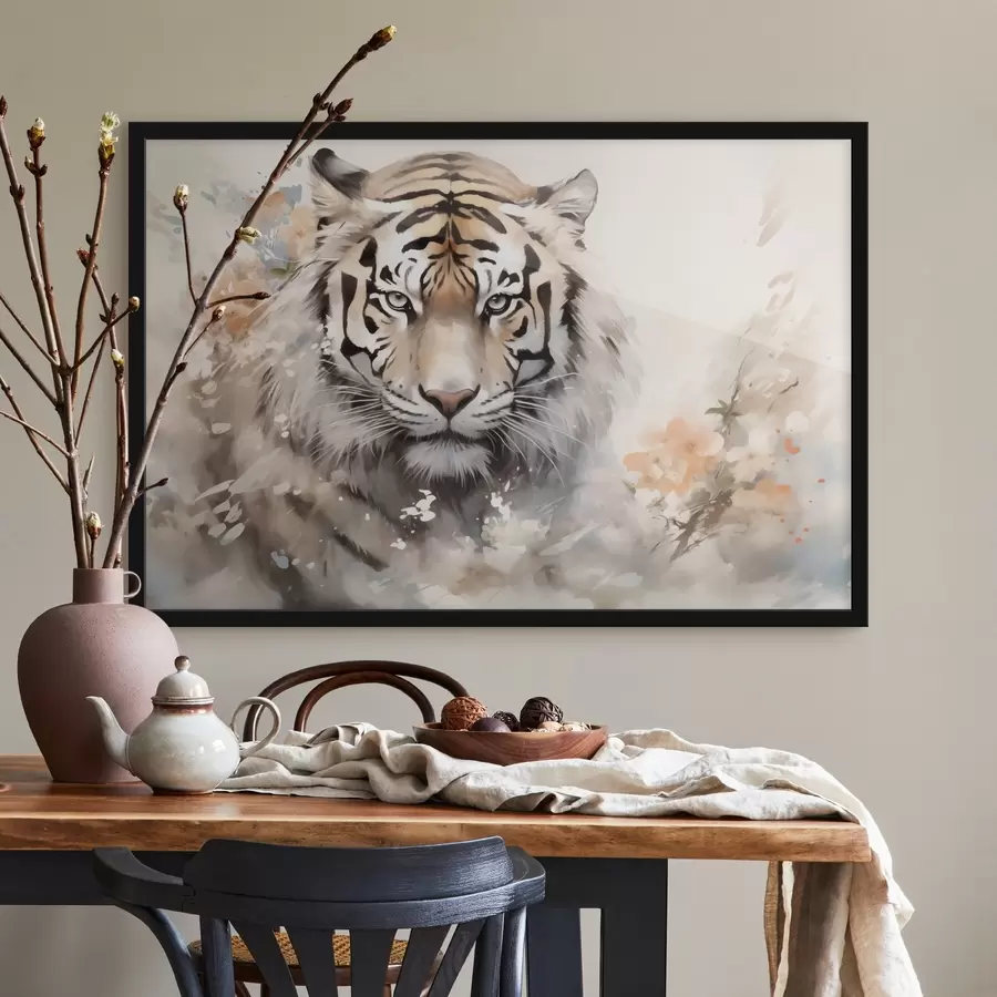 Fototapete Abstraktes Porträt eines Tigers zwischen Flecken f42421