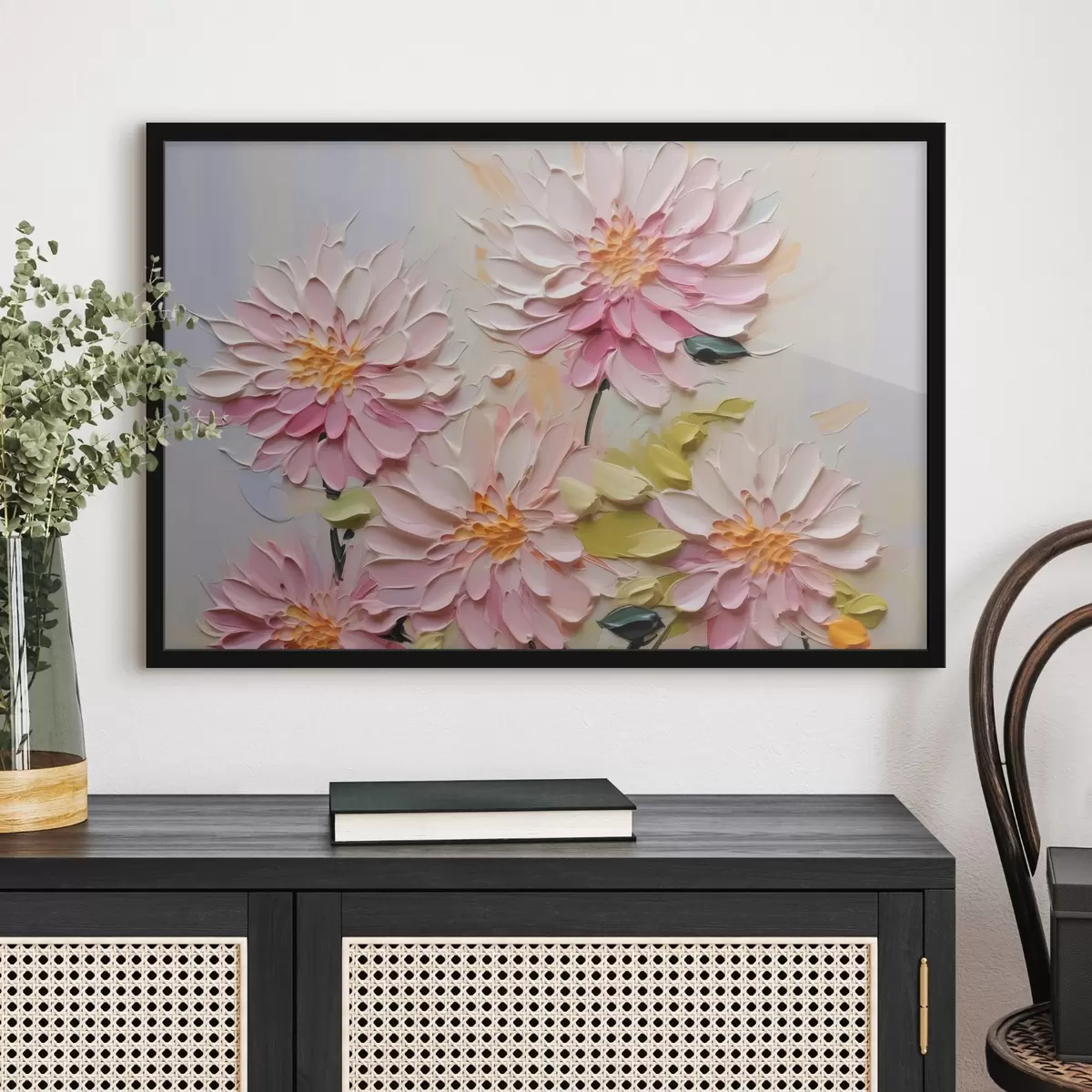 Poster Chrysanthemen Nachahmung von Pinselstrichen f42423