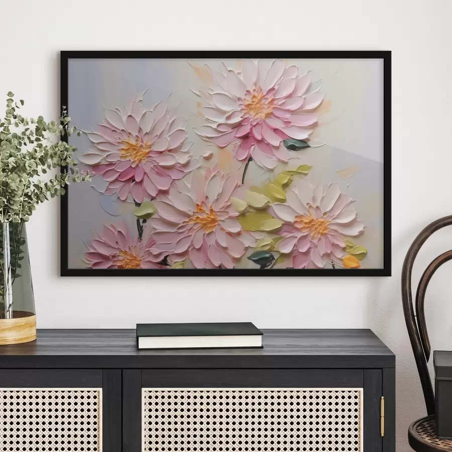 Fototapete Chrysanthemen Nachahmung von Pinselstrichen f42423