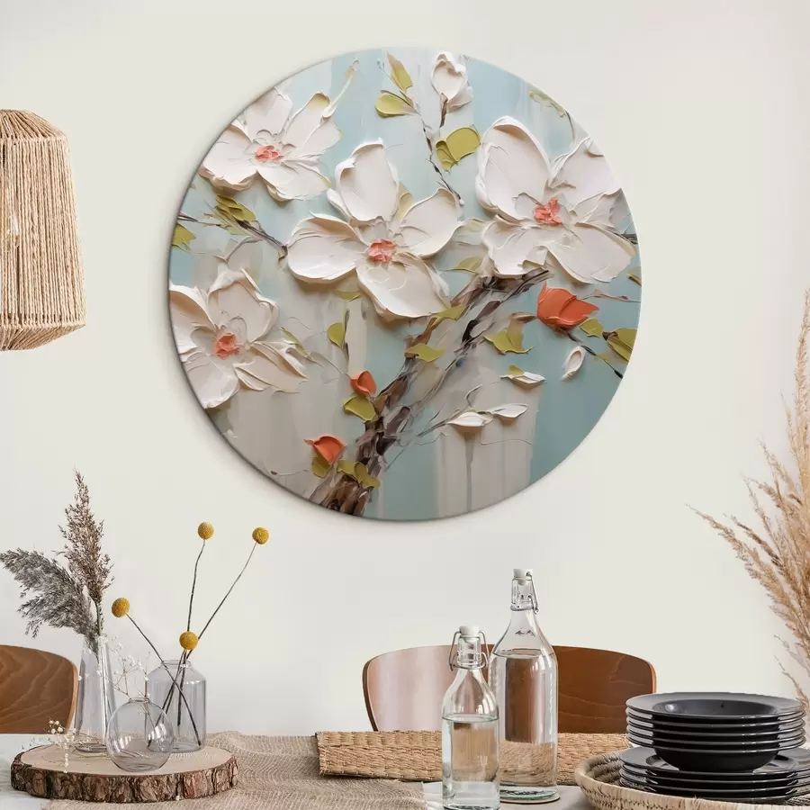 Wandbilder Weiße Blumen Nachahmung Farbe Striche r42417