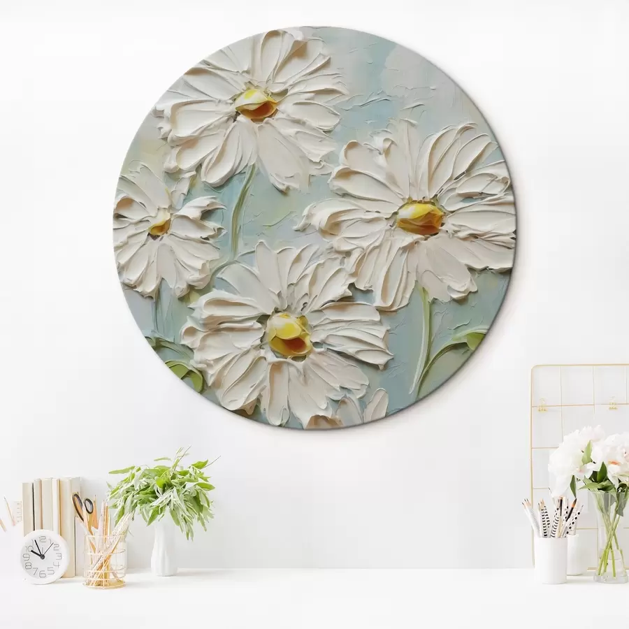 Wandbilder Weiße Gänseblümchen Nachahmung von Pinselstrichen r42422