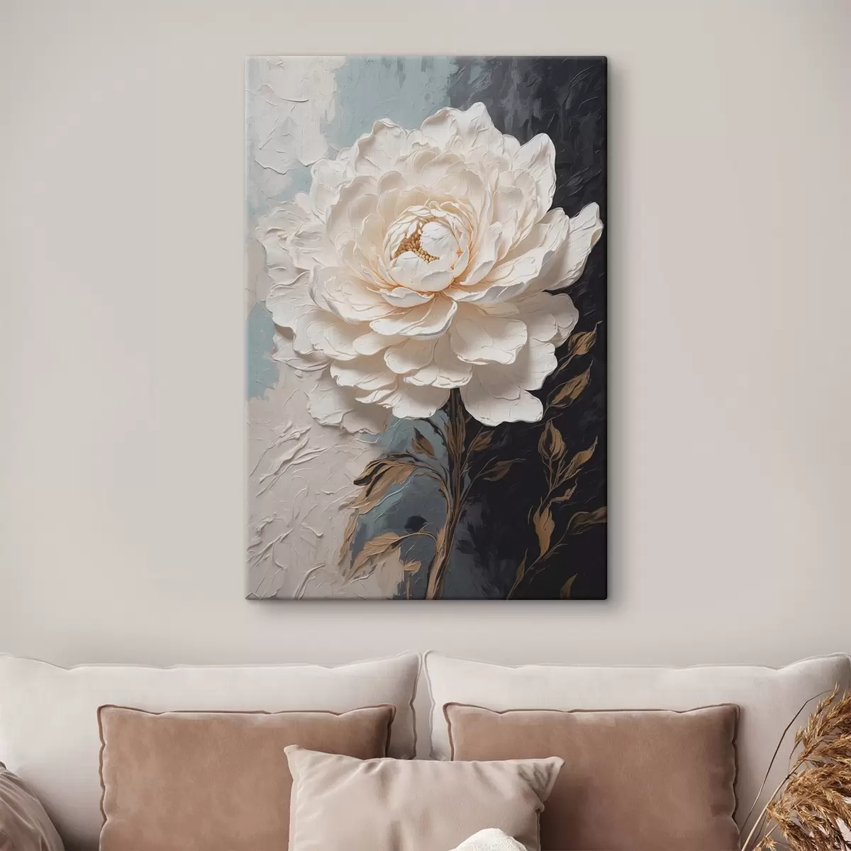 Wandbilder Blume auf schwarzem und weißem Öl-Hintergrund s42249