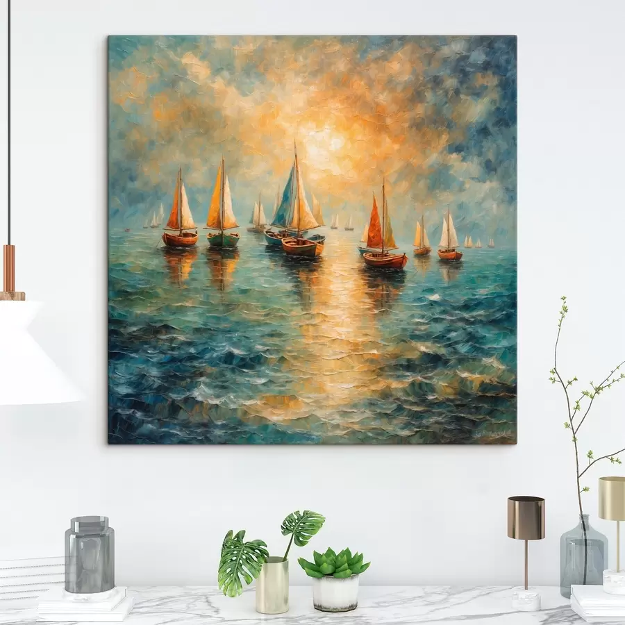 Wandbilder Schiffe segeln in den Sonnenuntergang s42251