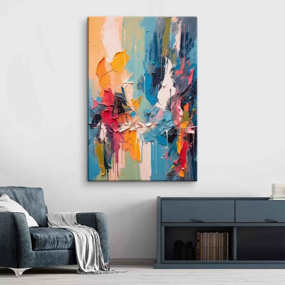 Wandbilder Abstraktes mehrfarbiges Gemälde im Stil der Ölmalerei s42256