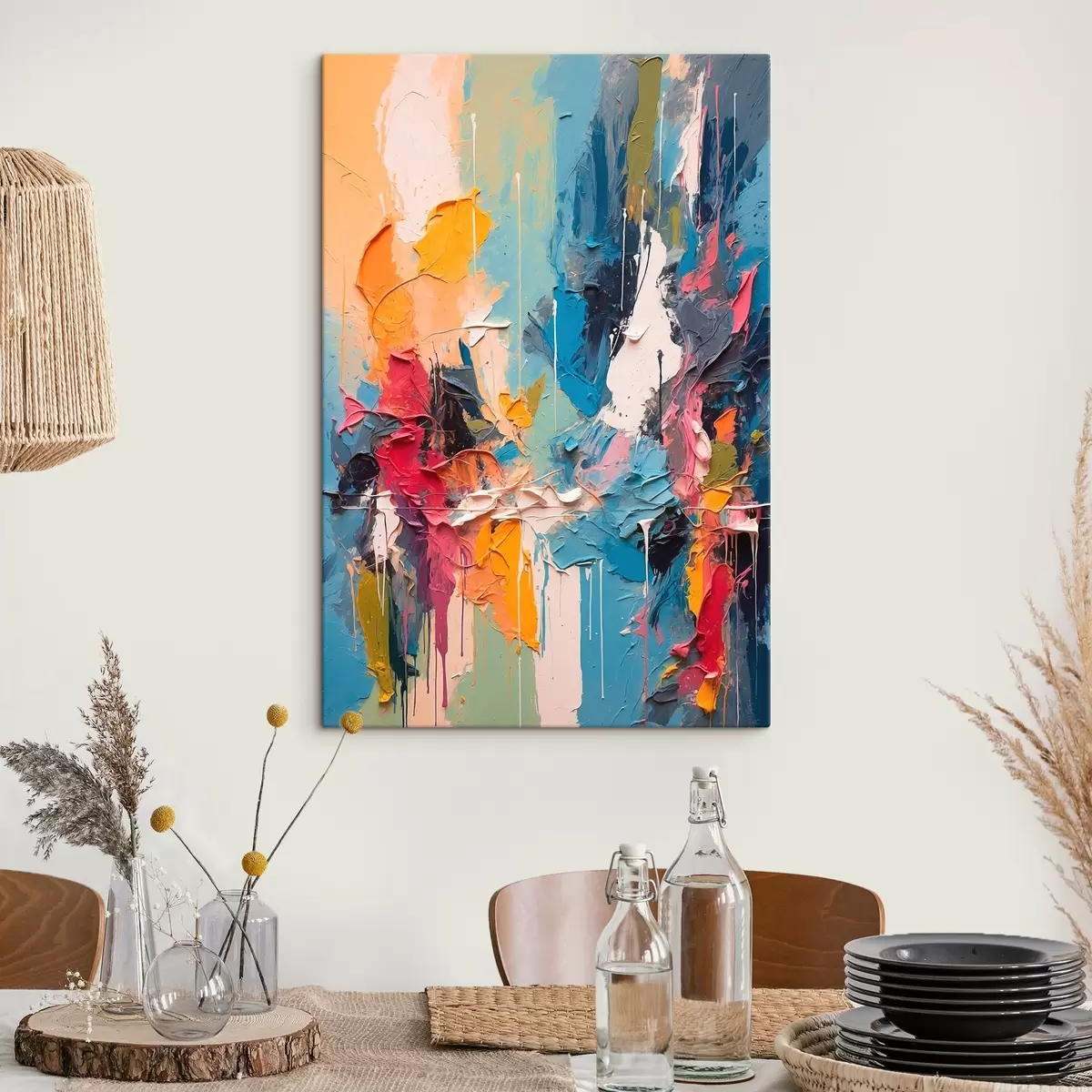 Wandbilder Abstraktes mehrfarbiges Gemälde im Stil der Ölmalerei s42256
