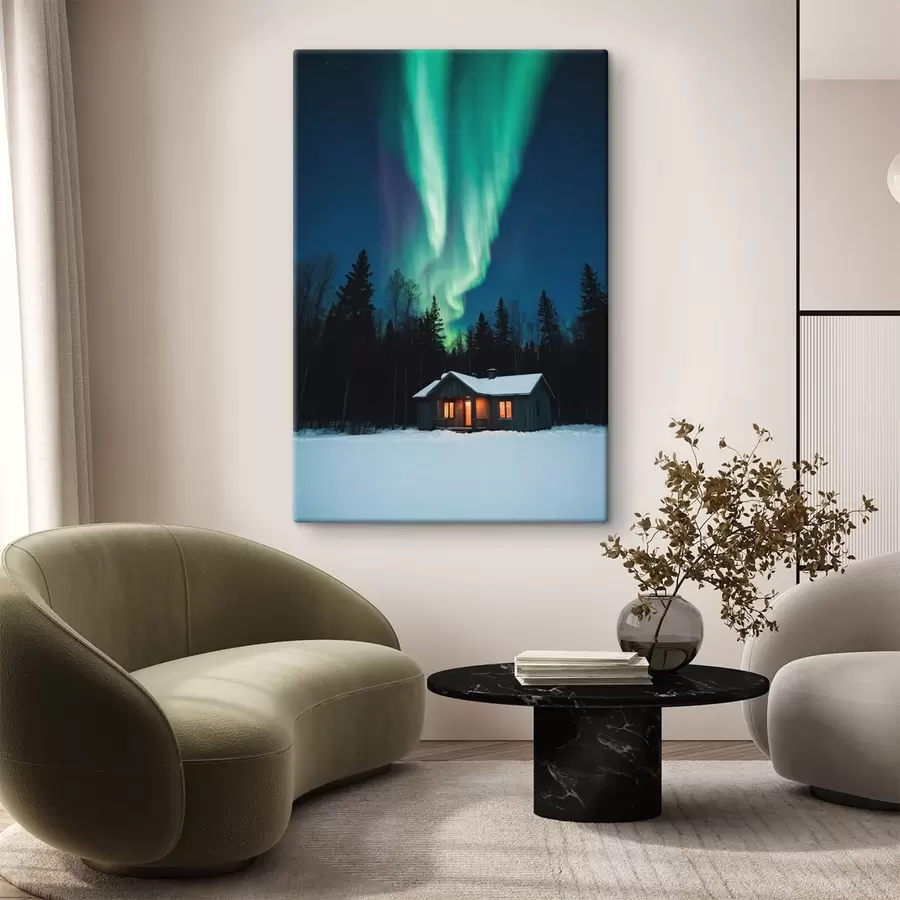 Fototapete Hütte im Winterwald s42277