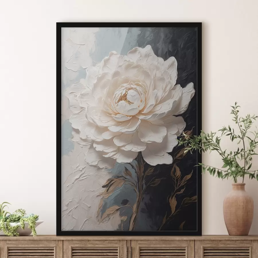 Fototapete Blume auf schwarzem und weißem Öl-Hintergrund f42249