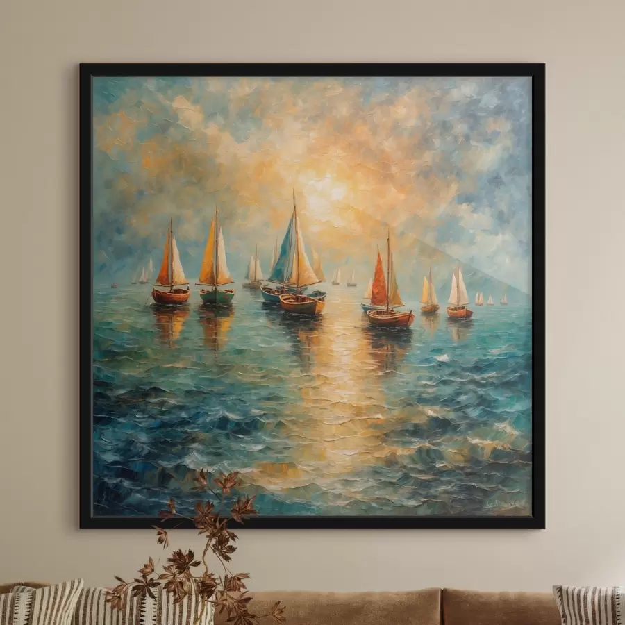 Fototapete Schiffe segeln in den Sonnenuntergang f42251