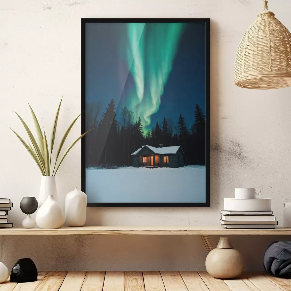 Poster Hütte im Winterwald f42277