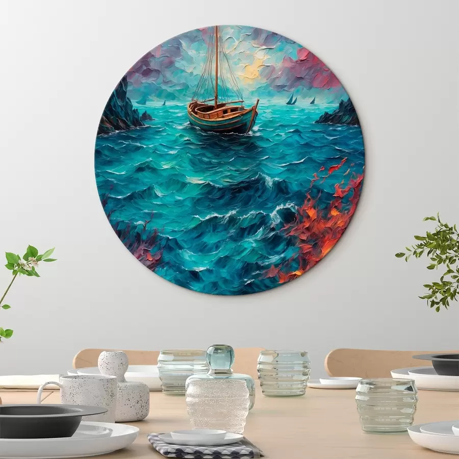 Wandbilder Ein Schiff, das auf einer stürmischen See fährt r42250