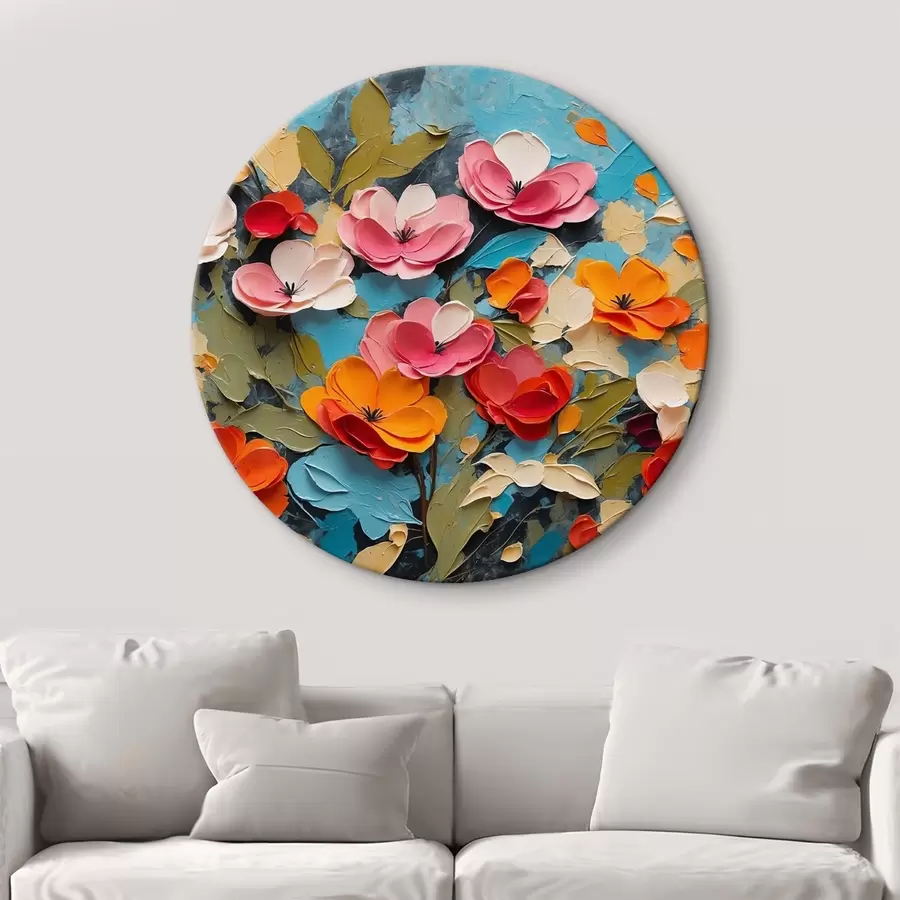 Wandbilder Blumen und Blätter auf blauem Hintergrund r42255