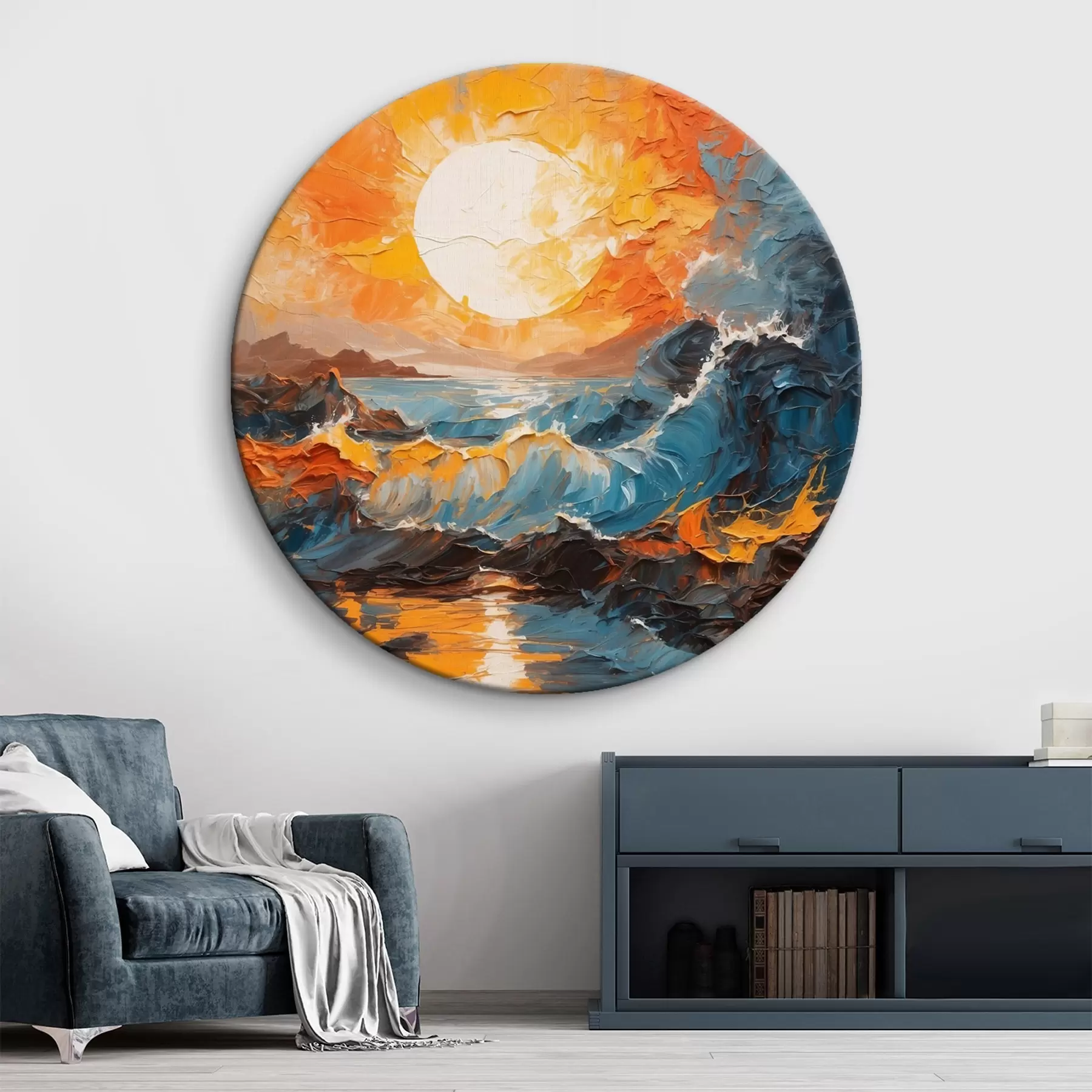 Wandbilder Stürmische See und Sonne im Stil eines Ölgemäldes r42257