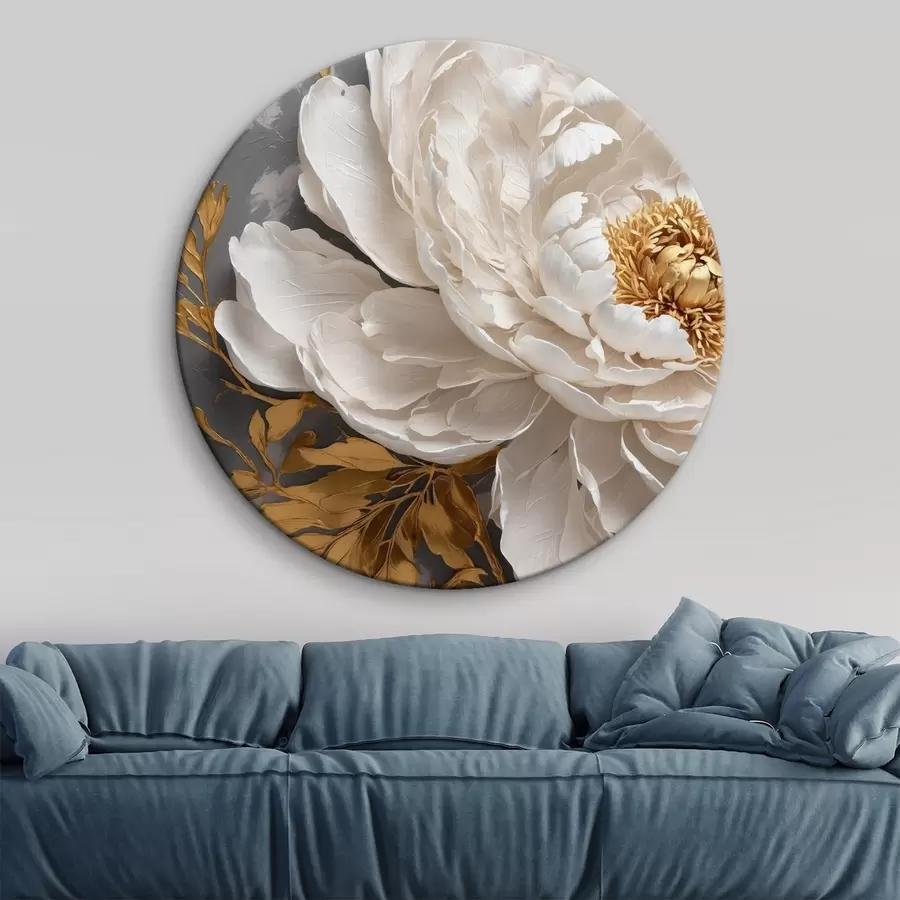 Wandbilder Weiße Pfingstrose auf grauem Hintergrund r42260