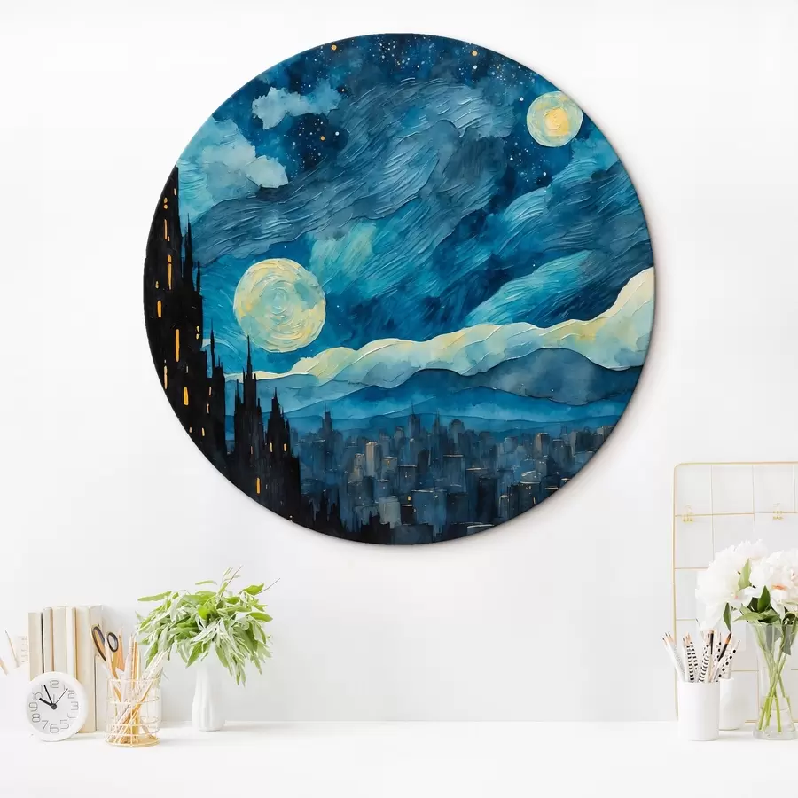 Wandbilder Nacht Stadt in Ölgemälde Stil r42268