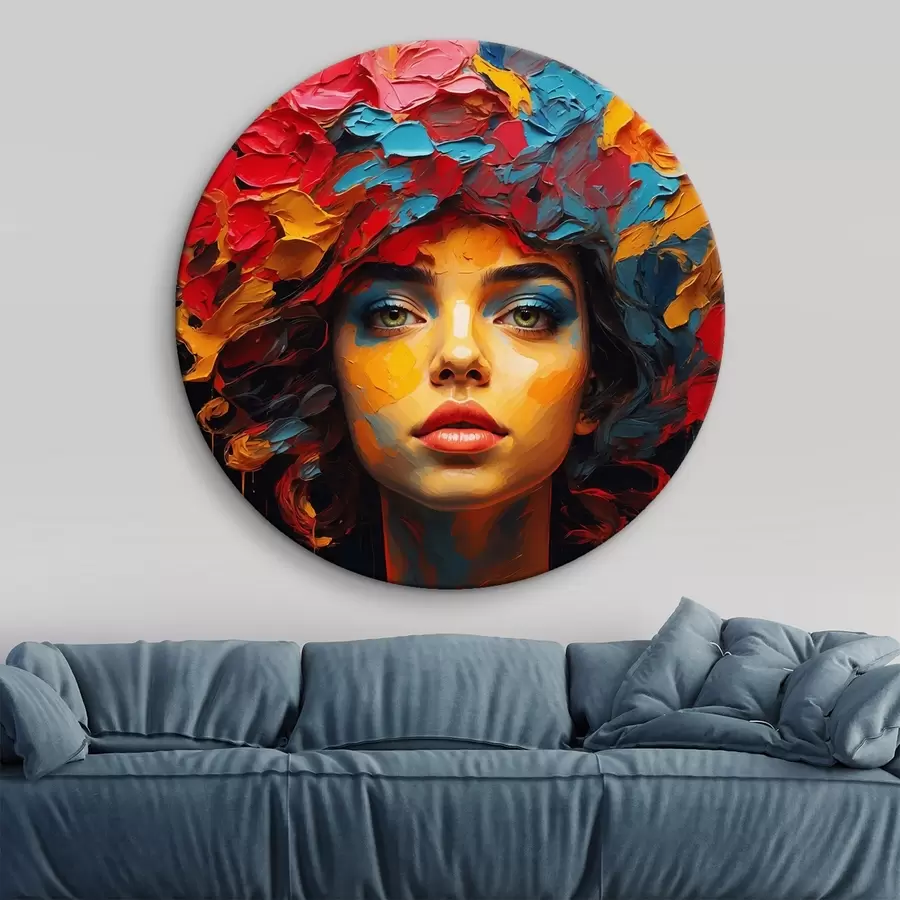 Wandbilder Mädchen mit Blumen auf dem Kopf im Stil der Ölmalerei r42271