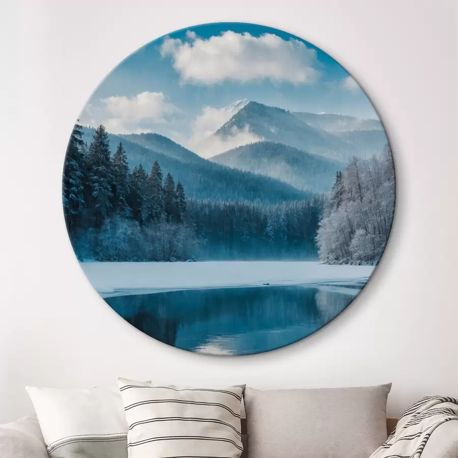 Wandbilder Blick auf Winterwald und Berge r42278