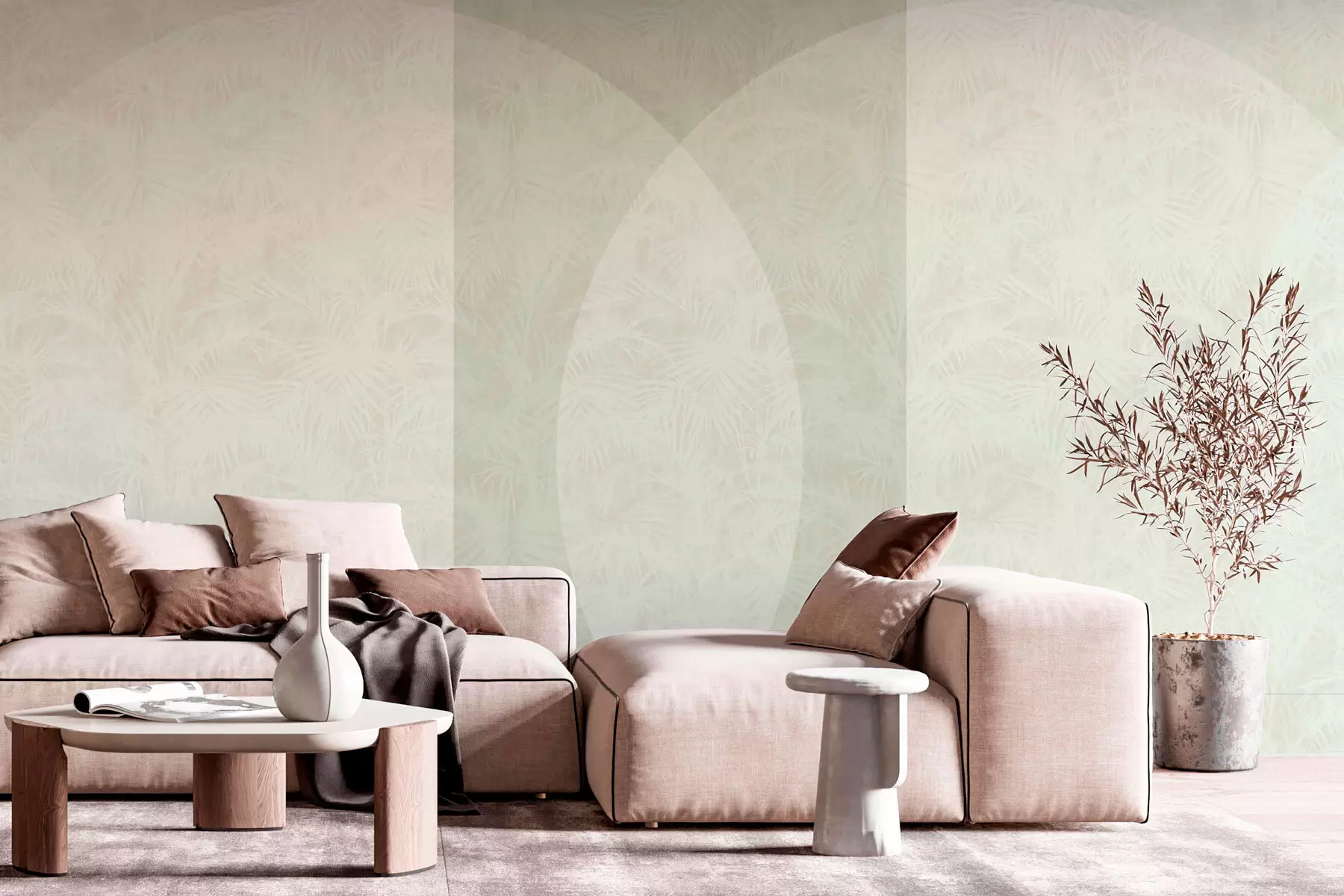 Fototapete Geometrischer Minimalismus und tropische Blätter w02830v2