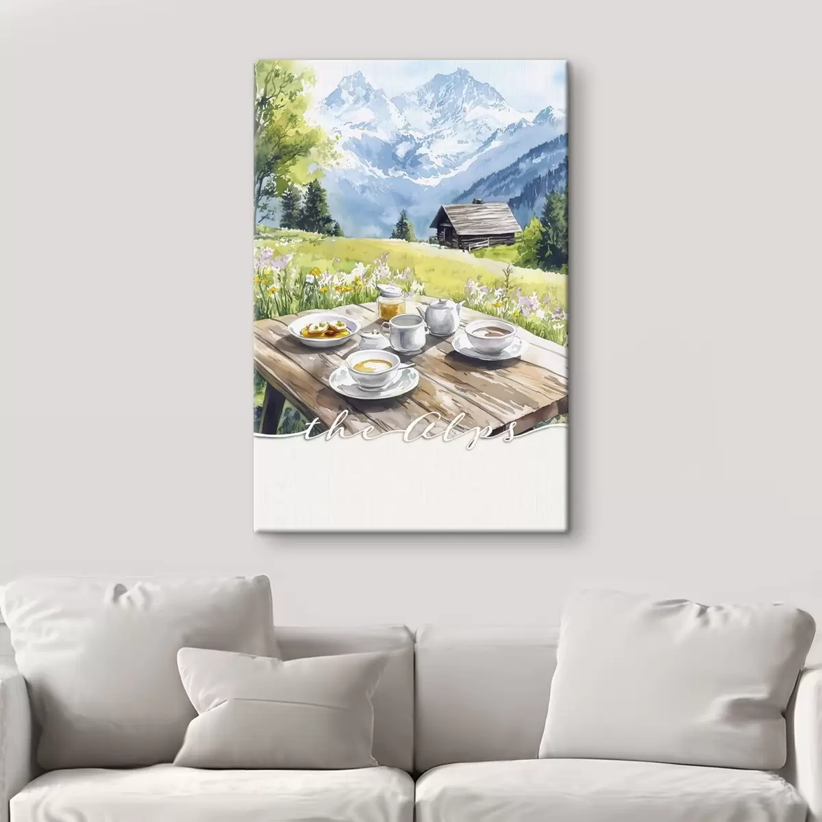 Wandbilder Die Alpen, schöne Berglandschaft, Sommer Natur, Holzhaus s42424